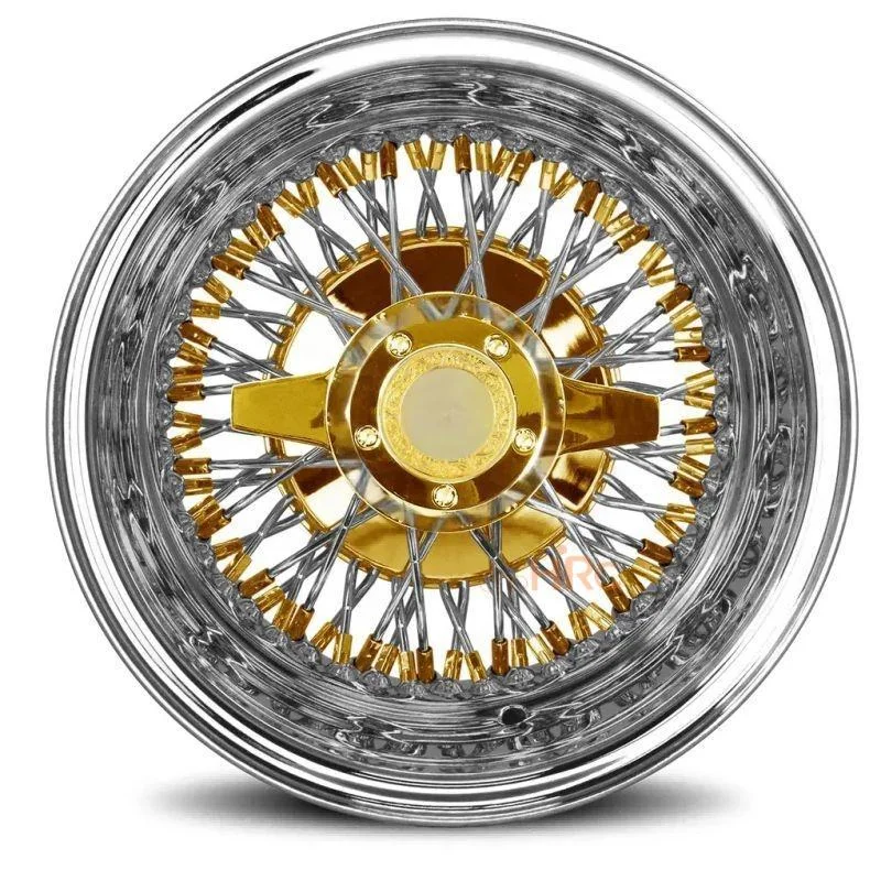 Hot-selling Spoke Wire Wheels 72 Spokes Cross Lace Reverse Chrome Triple Gold Custom Knock Off Spinner Adapter Steel Wheels
Hot-selling Spoke Wire Wheels 72 Spokes Cross Lace Reverse Chrome Triple Gold Custom Knock Off Spinner Adapter Steel Wheels