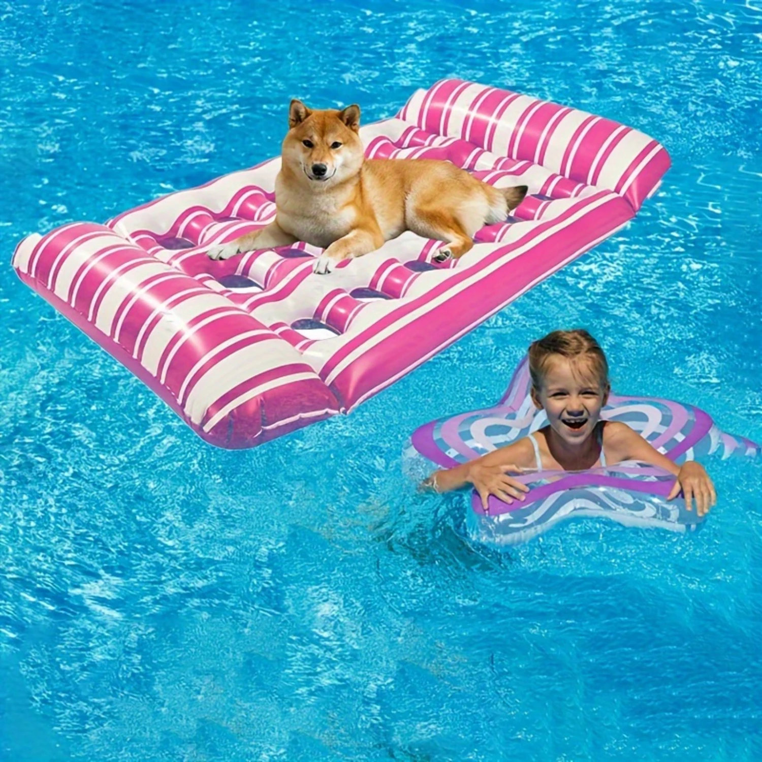 Inflatable Dog Pool Float, Pet Swimming Raft, Water Lounger for Pets, Durable Plastic Floating Mat, No Battery Required - 1 Pack 
Inflatable Dog Pool Float, Pet Swimming Raft, Water Lounger for Pets, Durable Plastic Floating Mat, No Battery Required - 1 Pack