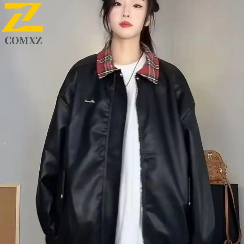 COMXZ Men Leather Jacket Casual Lapel Outdoor Cycling Windproof Motorcyclist Jackets Plaid Design Travel Comfort Autumn Coat
COMXZ Men Leather Jacket Casual Lapel Outdoor Cycling Windproof Motorcyclist Jackets Plaid Design Travel Comfort Autumn Coat