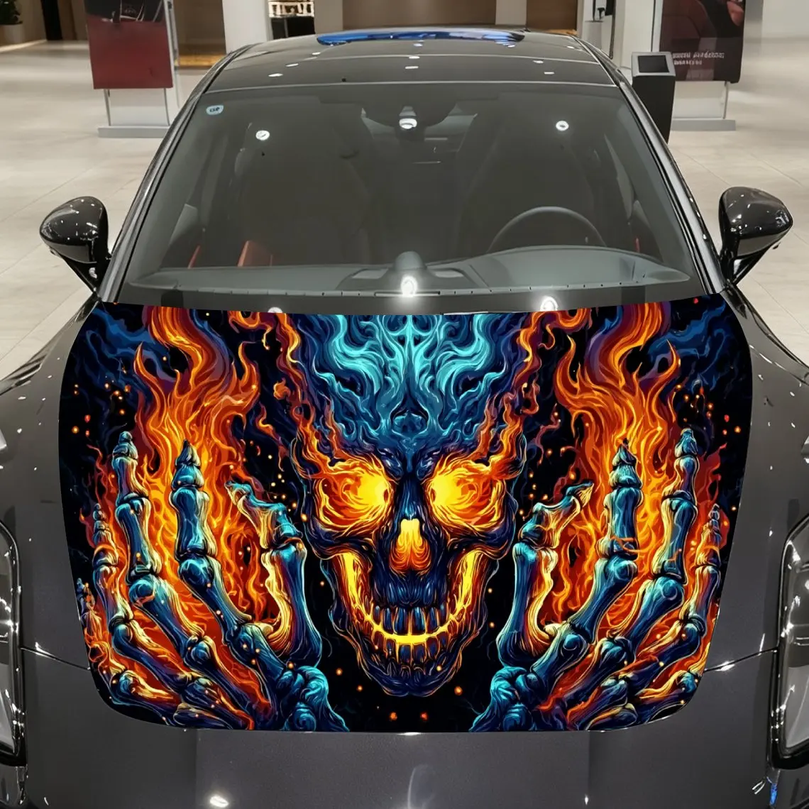 Blue-flame Skull and Bone Hands Car Vinyl Wrap, PVC Material Waterproof Car Hood Sticker, Self-Adhesive Scratch-Resistant Sticke
Blue-flame Skull and Bone Hands Car Vinyl Wrap, PVC Material Waterproof Car Hood Sticker, Self-Adhesive Scratch-Resistant Sticke