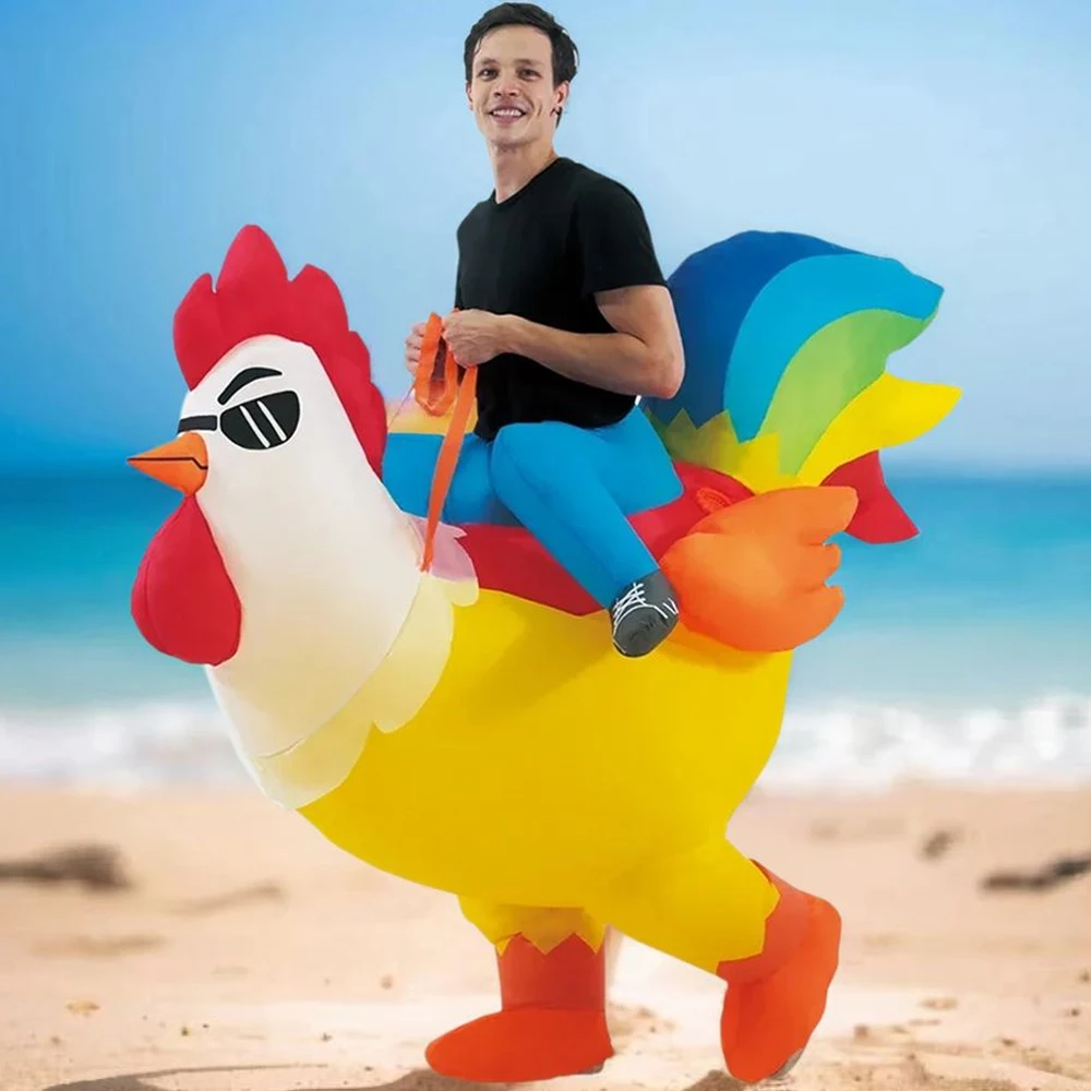 Funny Adult Horse Riding Inflatable Sunglasses Rooster Costume Halloween Christmas New Year Carnival Party Inflatable Suit
Funny Adult Horse Riding Inflatable Sunglasses Rooster Costume Halloween Christmas New Year Carnival Party Inflatable Suit