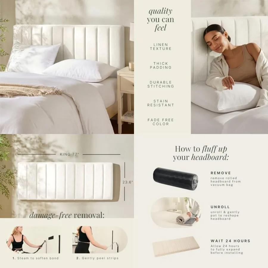 Upholstered Headboard - Easy Assemble Channel Stitched Headboard Size Bed - Wall Mounted Headboards with 3D Soundproof Wall Pan
Upholstered Headboard - Easy Assemble Channel Stitched Headboard Size Bed - Wall Mounted Headboards with 3D Soundproof Wall Pan