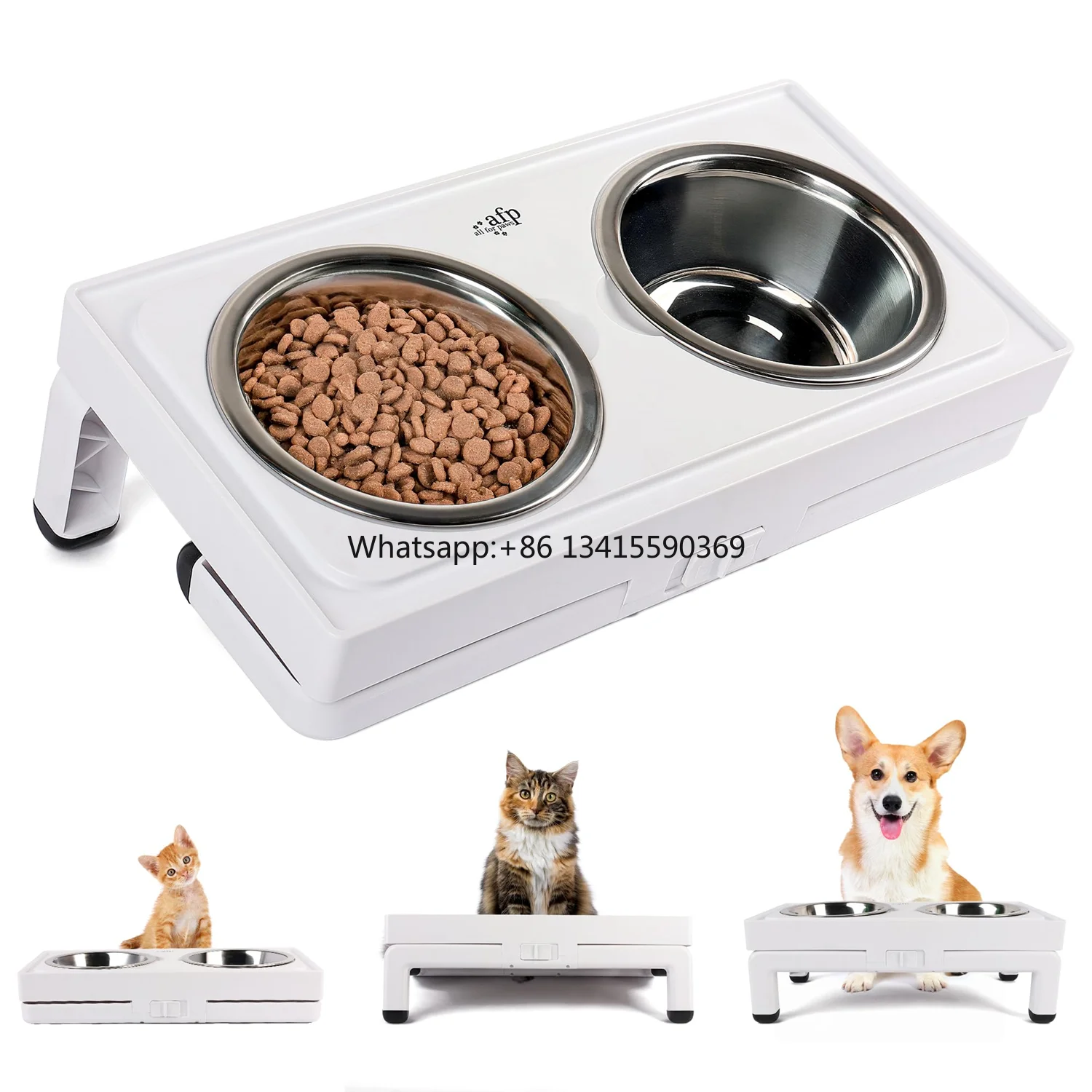 Adjustable Height Customizable Angles Double Dog Cat Feeder Non-Skid Base Double Pet Food Feeder With Stainless Steel Bowl
Adjustable Height Customizable Angles Double Dog Cat Feeder Non-Skid Base Double Pet Food Feeder With Stainless Steel Bowl