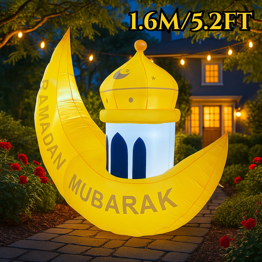 1.6M/5.2FT Inflatable Model Ramadan Moon Palace Build-in LED Light Blow Up Eid Mubarak Sign Outdoor Holiday Decorations
1.6M/5.2FT Inflatable Model Ramadan Moon Palace Build-in LED Light Blow Up Eid Mubarak Sign Outdoor Holiday Decorations