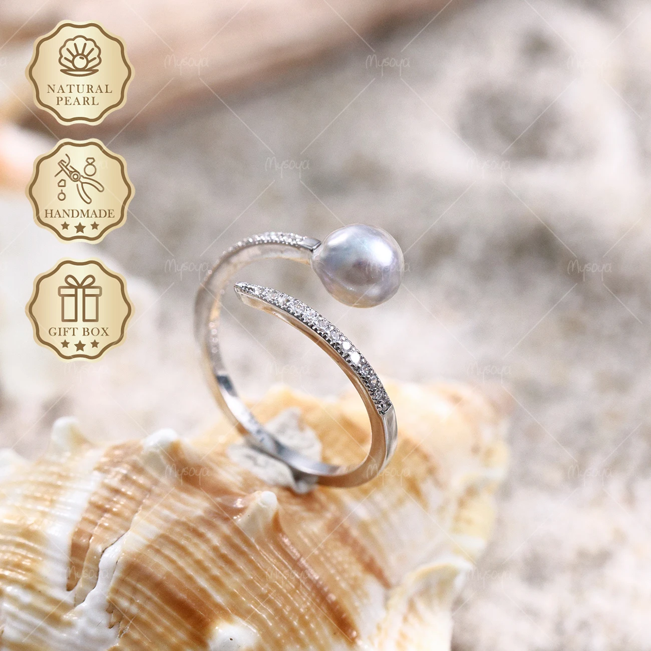 MYSOYA Blue Gray Baroque Akoya Pearl Open Ring 6.5-7mm Silver Ring, Gift Box, Wedding Gift S317
MYSOYA Blue Gray Baroque Akoya Pearl Open Ring 6.5-7mm Silver Ring, Gift Box, Wedding Gift S317