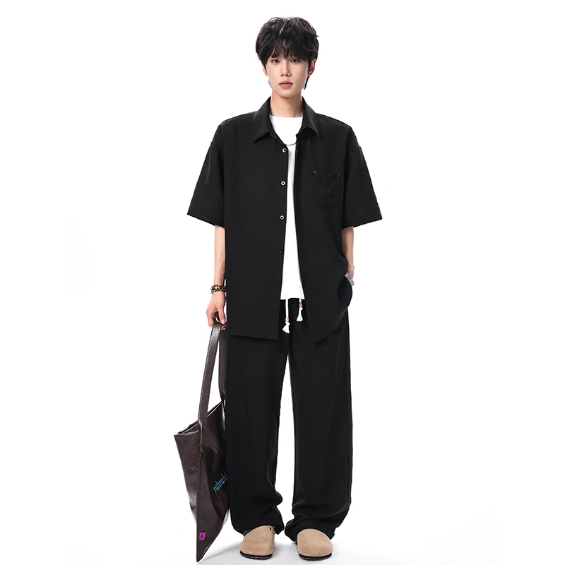 2026 Solid Color Shirt for Men's Summer Vacation Sun Protection Shirt Short Sleeve Loose Casual Wide-Leg Long Pants Casual Set
2026 Solid Color Shirt for Men's Summer Vacation Sun Protection Shirt Short Sleeve Loose Casual Wide-Leg Long Pants Casual Set
