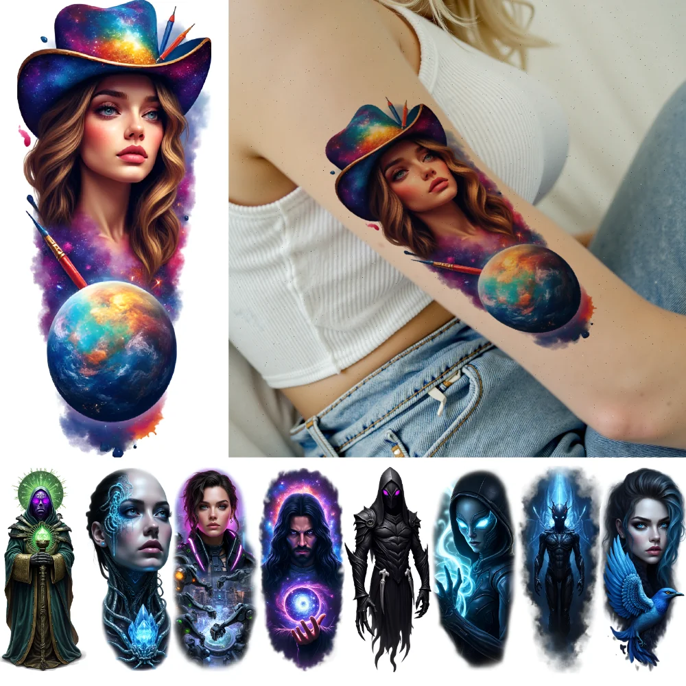 3 шт., временная татуировка, синяя фигурка с капюшоном, красочный реализм, мистический человек, киборг, женщина, водонепроницаемые, долговечные наклейки на тело для
3 шт., временная татуировка, синяя фигурка с капюшоном, красочный реализм, мистический человек, киборг, женщина, водонепроницаемые, долговечные наклейки на тело для