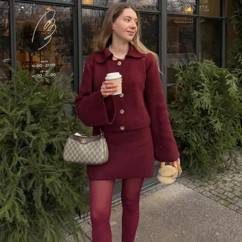 Tuularose 2 Piece Knit Dress Sets Casual Lapel Button Cardigan Sweater Slim Knit Skirt Set Loose Elegant Vintage Women Skirt Set
Tuularose 2 Piece Knit Dress Sets Casual Lapel Button Cardigan Sweater Slim Knit Skirt Set Loose Elegant Vintage Women Skirt Set