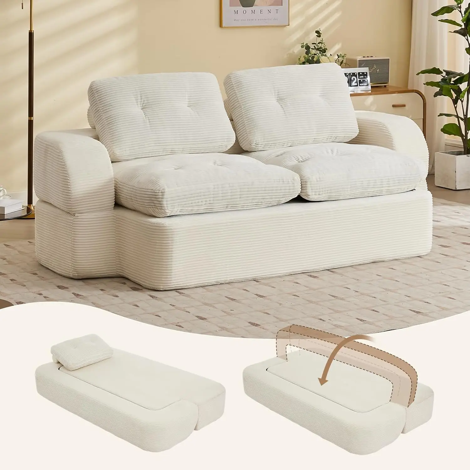 Foldable Futon Sofa Bed with No Assembly, Beige Love Seat Mattress for Living Room or Bedroom Apartment
Foldable Futon Sofa Bed with No Assembly, Beige Love Seat Mattress for Living Room or Bedroom Apartment