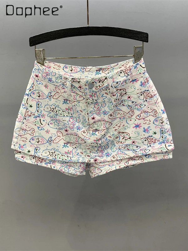 Sweet Cute Cartoon Printed Denim Shorts Women 2025 Summer New High-waisted Slim A-word Short Skirt Street Fashion Sexy Shorts
Sweet Cute Cartoon Printed Denim Shorts Women 2025 Summer New High-waisted Slim A-word Short Skirt Street Fashion Sexy Shorts