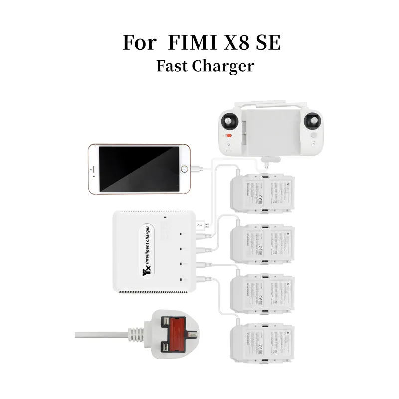 For FIMI X8 SE Multi Battery Charging Hub Battery Rapid Charger Intelligent Fast Charging Storage Mode USB Out for X8 SE Drone
For FIMI X8 SE Multi Battery Charging Hub Battery Rapid Charger Intelligent Fast Charging Storage Mode USB Out for X8 SE Drone