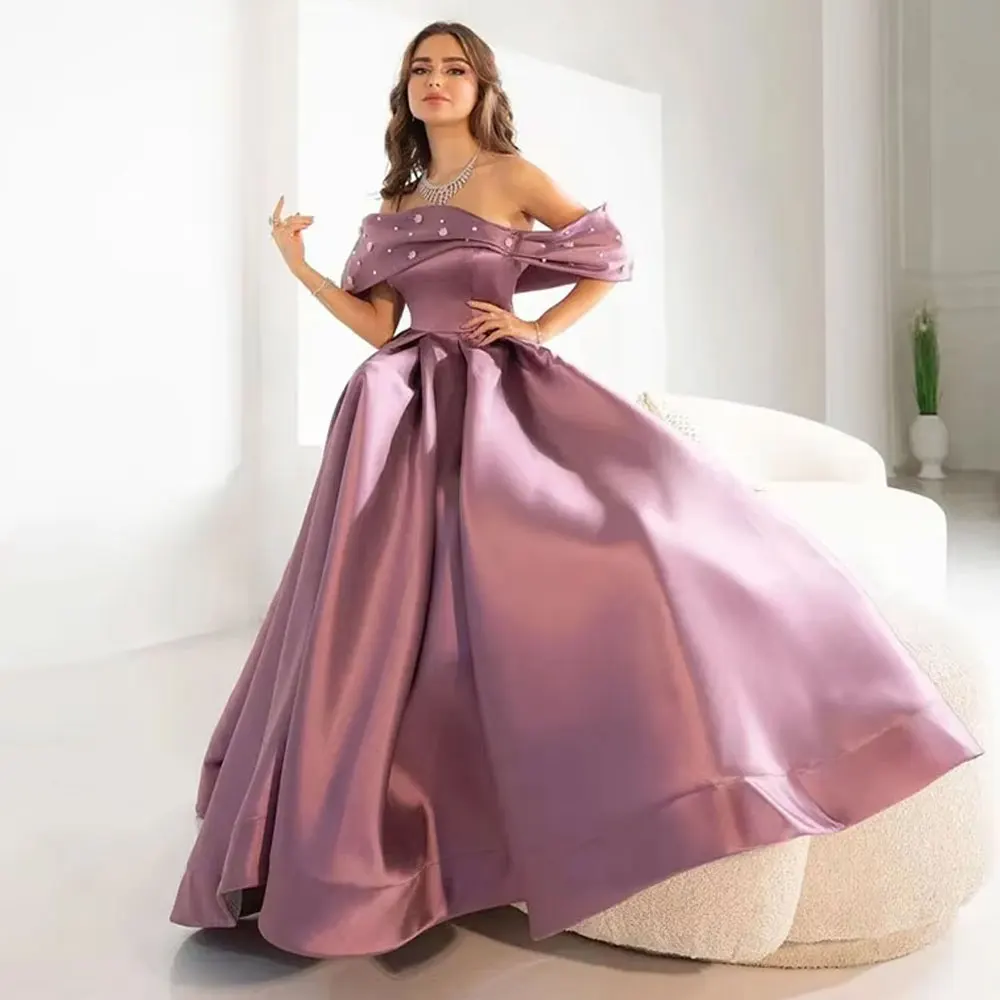 Elegant Off Shoulder Prom Dress Women A-Line Crystal Evening Dresses Floor-Length Pleat Saudi Arabia Formal Gowns Customize
Elegant Off Shoulder Prom Dress Women A-Line Crystal Evening Dresses Floor-Length Pleat Saudi Arabia Formal Gowns Customize