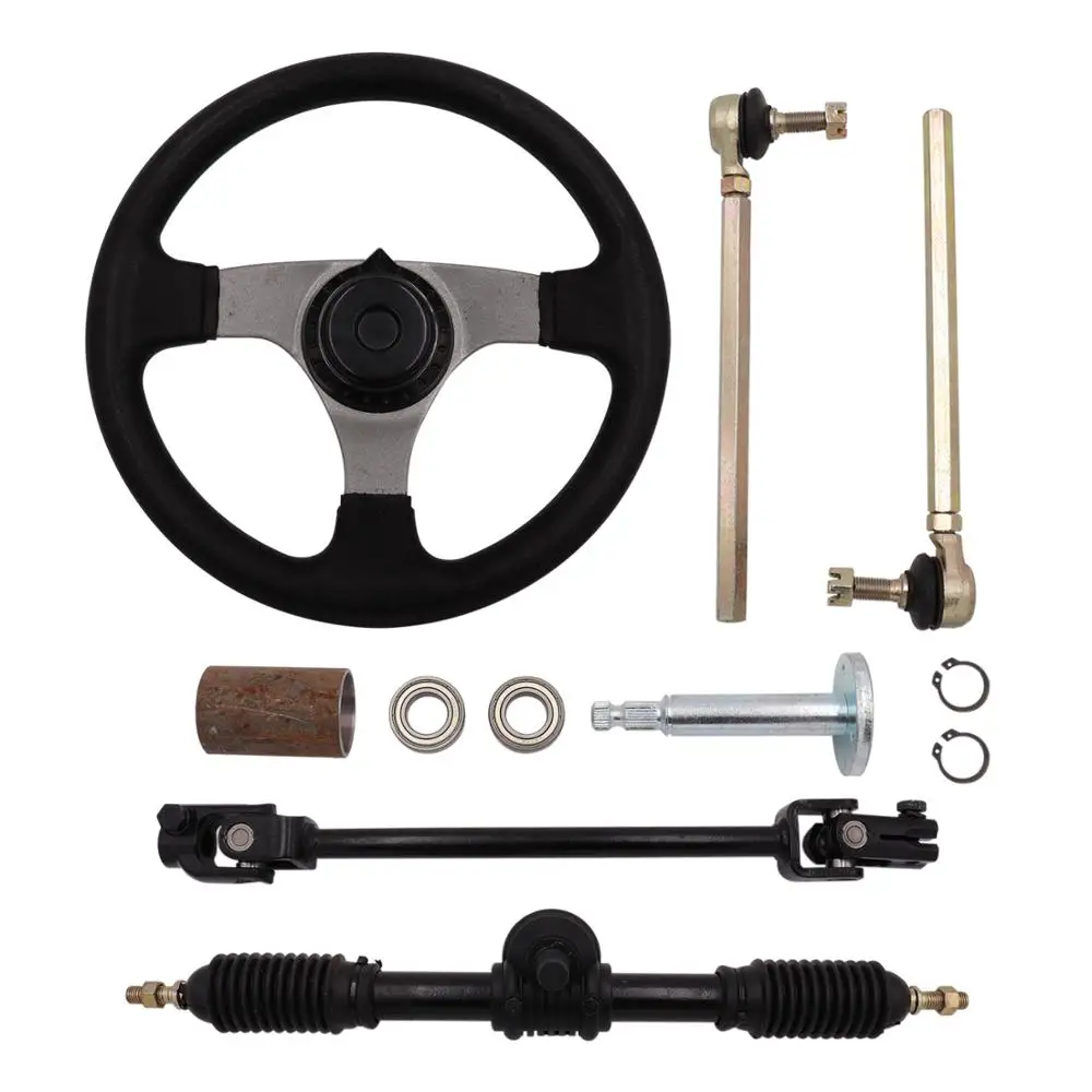 300mm Steering Wheel Assembly 440mm Gear Rack Pinion 390mm U Joint Tie Rod for 110cc 125cc 150cc G0 Kart ATV UTV Buggy
300mm Steering Wheel Assembly 440mm Gear Rack Pinion 390mm U Joint Tie Rod for 110cc 125cc 150cc G0 Kart ATV UTV Buggy