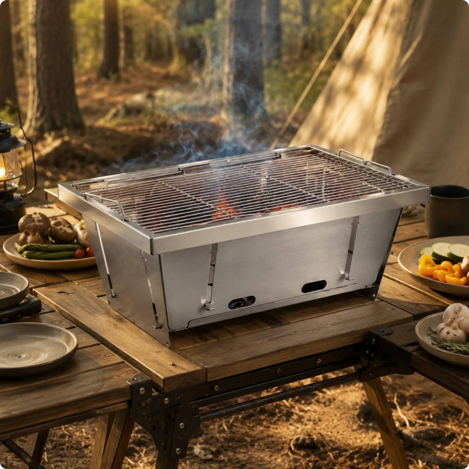 Folding Charcoal Grill Compact Stainless Steel Grill Tabletop Charcoal Barbecue Space-Saving Heat-Resistant for Camping
Folding Charcoal Grill Compact Stainless Steel Grill Tabletop Charcoal Barbecue Space-Saving Heat-Resistant for Camping