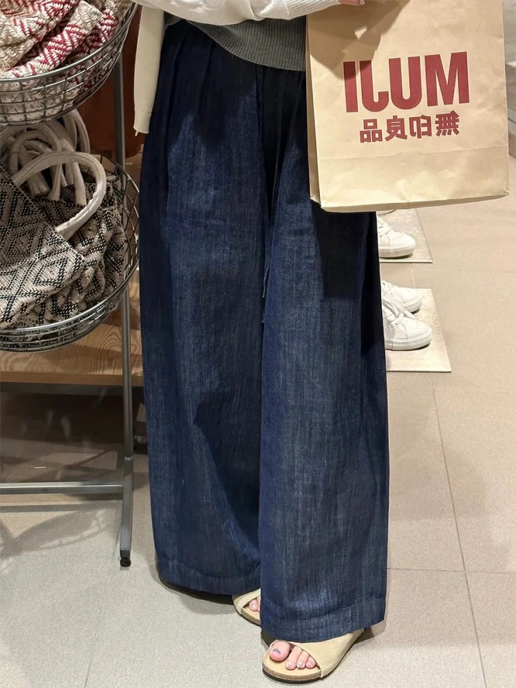 Loose High Waist Wide Leg Jeans Deep Blue Slimming Spring Thin Women's Denim Pants Casual American Style Fabric
Loose High Waist Wide Leg Jeans Deep Blue Slimming Spring Thin Women's Denim Pants Casual American Style Fabric