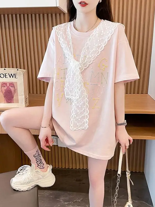plus Size Summer Shoulder Design Short Sleeve T-Shirt Women's Embroidered Loose Slimming Trendy Top Korean Style Casual Wear
plus Size Summer Shoulder Design Short Sleeve T-Shirt Women's Embroidered Loose Slimming Trendy Top Korean Style Casual Wear