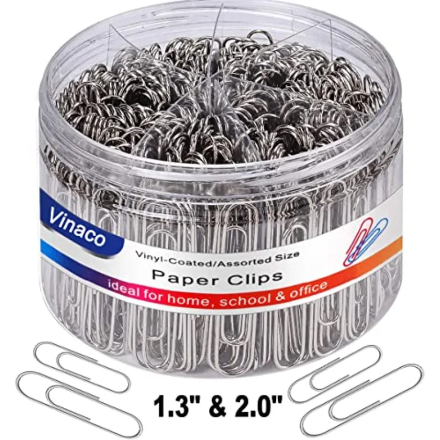 Paper Clips, Medium and Jumbo Paper Clip 1.3 inch and 2.0 inch,Durable and Rustproof, Coated Paper Clips Great for Office Schoo
Paper Clips, Medium and Jumbo Paper Clip 1.3 inch and 2.0 inch,Durable and Rustproof, Coated Paper Clips Great for Office Schoo