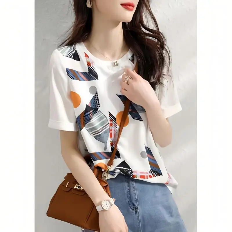 2023 Summer New Style Chiffon Round Neck T-Shirt Women's Clothing Korean All-match Printing Leisure Short Sleeve Blouses
2023 Summer New Style Chiffon Round Neck T-Shirt Women's Clothing Korean All-match Printing Leisure Short Sleeve Blouses