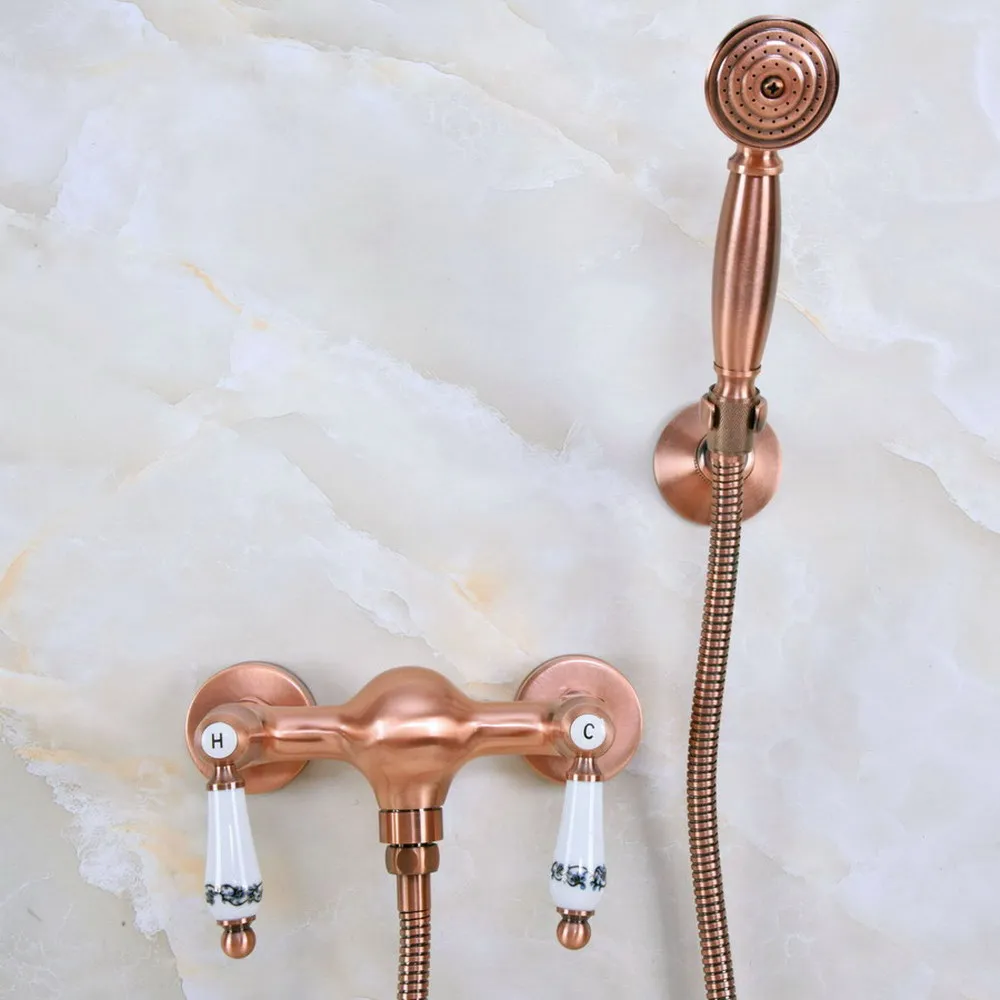 Antique Red Copper Wall Mount Bathtub Faucet with Handheld Shower Set +1500MM Hose Mixer Tap 2na300
Antique Red Copper Wall Mount Bathtub Faucet with Handheld Shower Set +1500MM Hose Mixer Tap 2na300