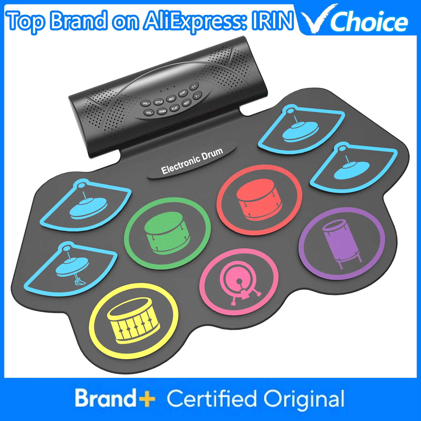 IRIN Portable Electronic Drum Kit Foldable Bluetooth MIDI Drum Pad with Dual Pedals Silent Headphone Practice Learning Recording
IRIN Portable Electronic Drum Kit Foldable Bluetooth MIDI Drum Pad with Dual Pedals Silent Headphone Practice Learning Recording