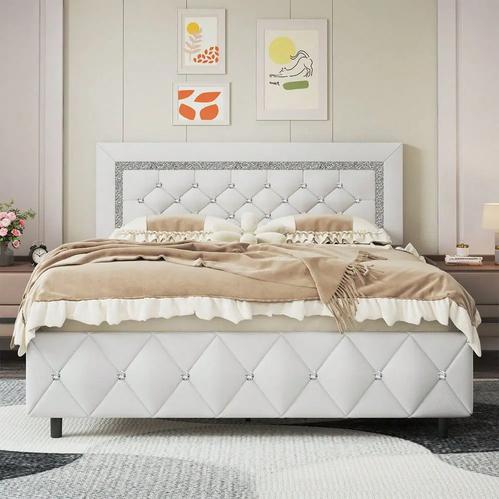 Full Queen King Size Bed Frame, Upholstered Bed Frame With Diamond Headboard And Footboard, No Box Spring Needed, Easy Assembly,
Full Queen King Size Bed Frame, Upholstered Bed Frame With Diamond Headboard And Footboard, No Box Spring Needed, Easy Assembly,