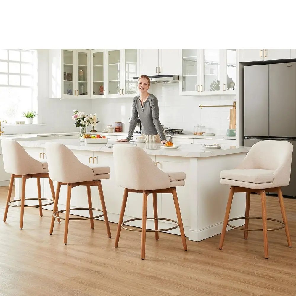 Modern Bar Stools Set of 2,Swivel Counter Height Bar Stools with Soft Upholstered Back,Thick Seat,Wooden Legs, 27 Counter Stool
Modern Bar Stools Set of 2,Swivel Counter Height Bar Stools with Soft Upholstered Back,Thick Seat,Wooden Legs, 27 Counter Stool