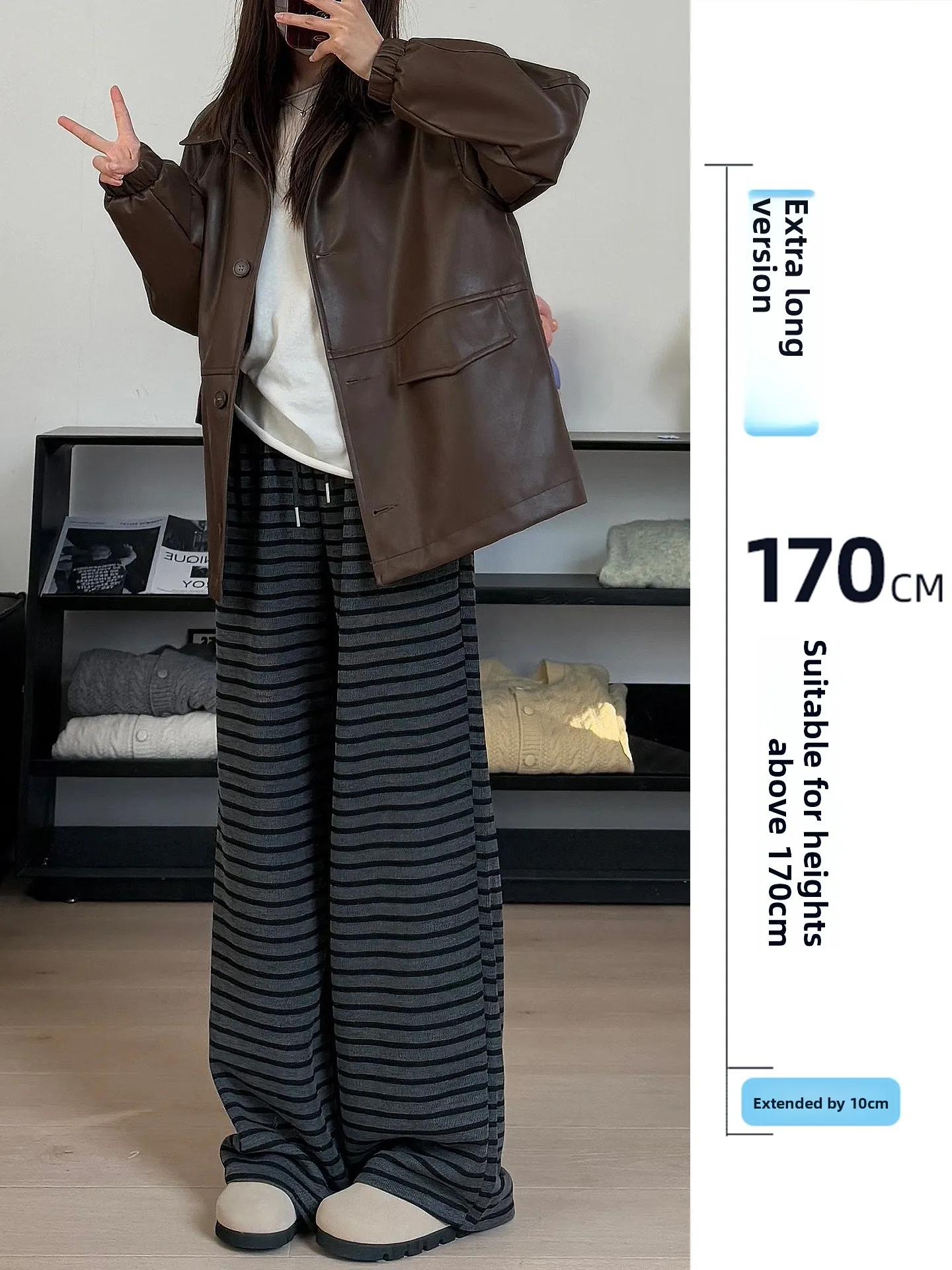 Tall Women's Vintage Straight Leg Stripe Pants Casual Floor-Length Loose Fit Casual Pants Autumn Winter Faion Ladies' Clothing
Tall Women's Vintage Straight Leg Stripe Pants Casual Floor-Length Loose Fit Casual Pants Autumn Winter Faion Ladies' Clothing