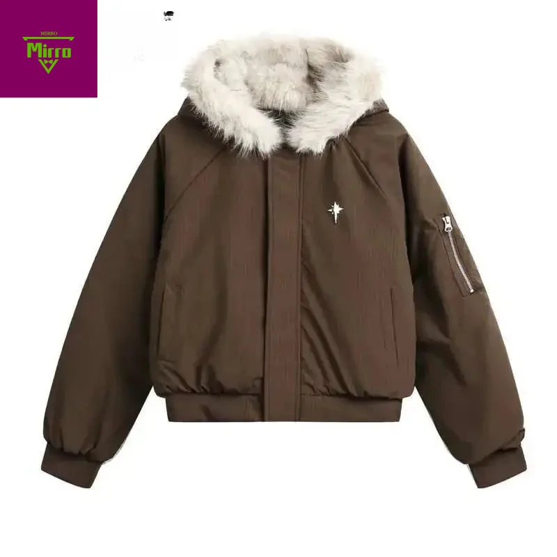 Unisex Winter Warm Fur Collar Hooded Quilted Padded Jacket 2024 Trend New Brown Loose Causal Short Style Cotton-padded Coat
Unisex Winter Warm Fur Collar Hooded Quilted Padded Jacket 2024 Trend New Brown Loose Causal Short Style Cotton-padded Coat