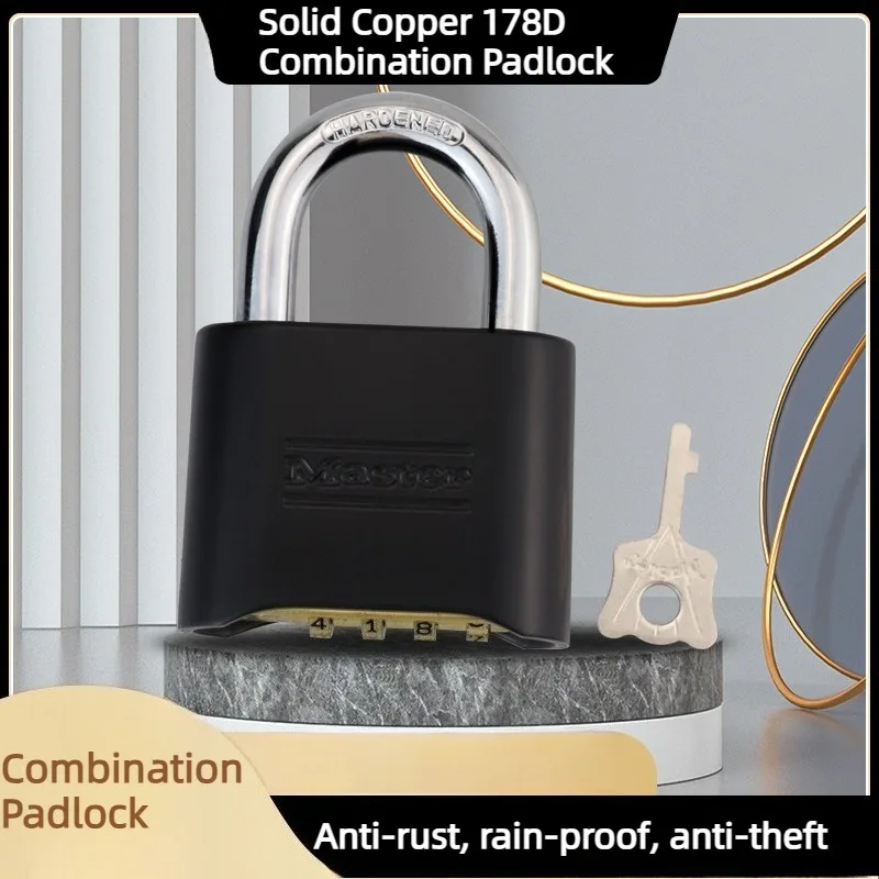 178D Long Shackle Combination Padlock, Solid Copper Weatherproof Outdoor Lock for Gates, Anti-Rust Heavy Duty
178D Long Shackle Combination Padlock, Solid Copper Weatherproof Outdoor Lock for Gates, Anti-Rust Heavy Duty