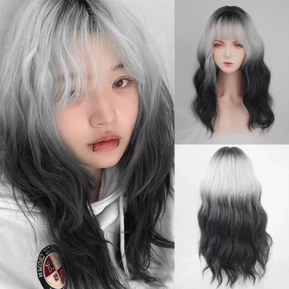 Synthetic Short Black White Mixed Wavy Curly Wigs with Bangs Fluffy Women Lolita Cosplay Hair Wig for Daily Party
Synthetic Short Black White Mixed Wavy Curly Wigs with Bangs Fluffy Women Lolita Cosplay Hair Wig for Daily Party