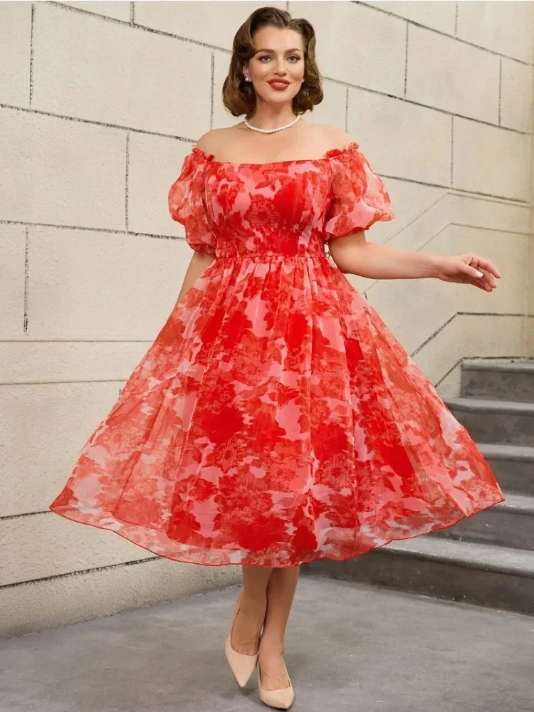 Красное платье трапециевидной формы с открытыми плечами и пышными рукавами больших размеров, весеннее свадебное платье для гостей, элегантное струящееся платье макси с изгибом для женщин
Красное платье трапециевидной формы с открытыми плечами и пышными рукавами больших размеров, весеннее свадебное платье для гостей, элегантное струящееся платье макси с изгибом для женщин