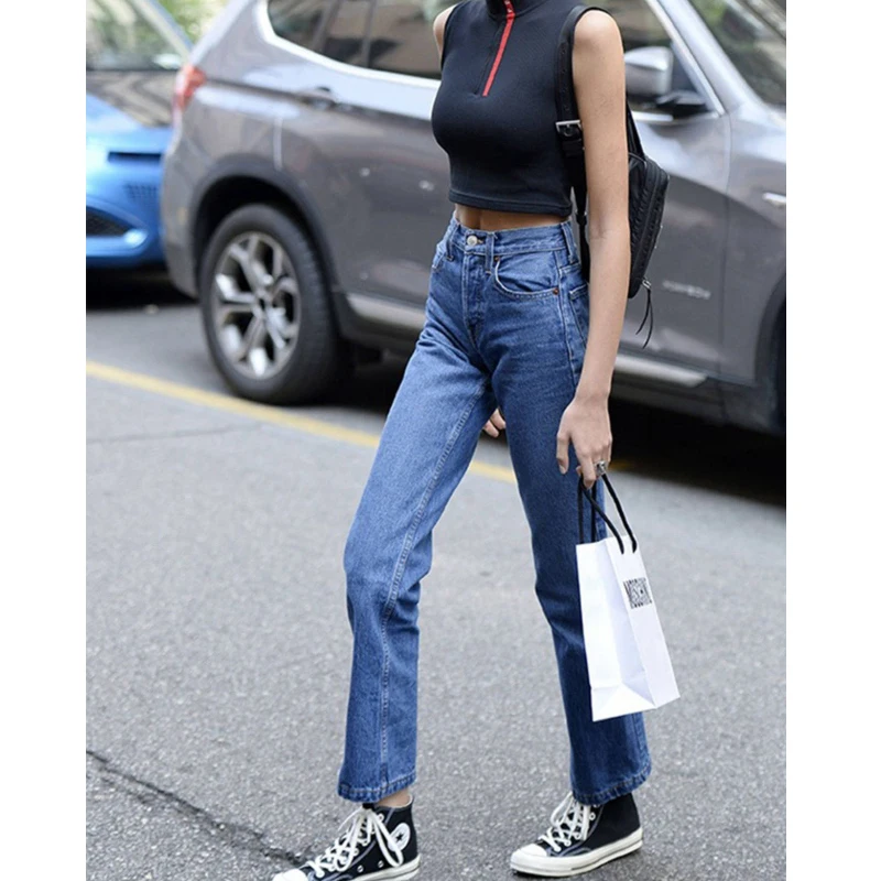 Blue Washed High Waist Straight Leg Jeans Women's Long Pants Versatile AGO New Arrival Cotton Stretch Denim Spring Season
Blue Washed High Waist Straight Leg Jeans Women's Long Pants Versatile AGO New Arrival Cotton Stretch Denim Spring Season