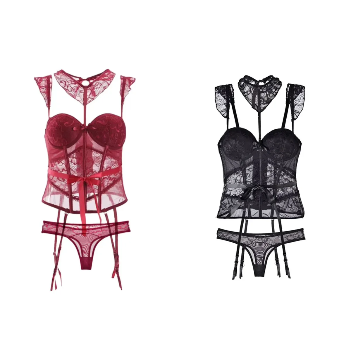 Сексуальное французское кружевное корсетное белье, модное женское нижнее белье, топы-халтеры, прозрачные облегающие корректирующие трусики с поясом
Сексуальное французское кружевное корсетное белье, модное женское нижнее белье, топы-халтеры, прозрачные облегающие корректирующие трусики с поясом