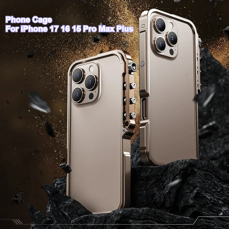 For iPhone 17 16 15 Pro Max Plus Aluminum Alloy Metal Phone Cage Shockproof Bumper Anti-Drop Phone Shell
For iPhone 17 16 15 Pro Max Plus Aluminum Alloy Metal Phone Cage Shockproof Bumper Anti-Drop Phone Shell