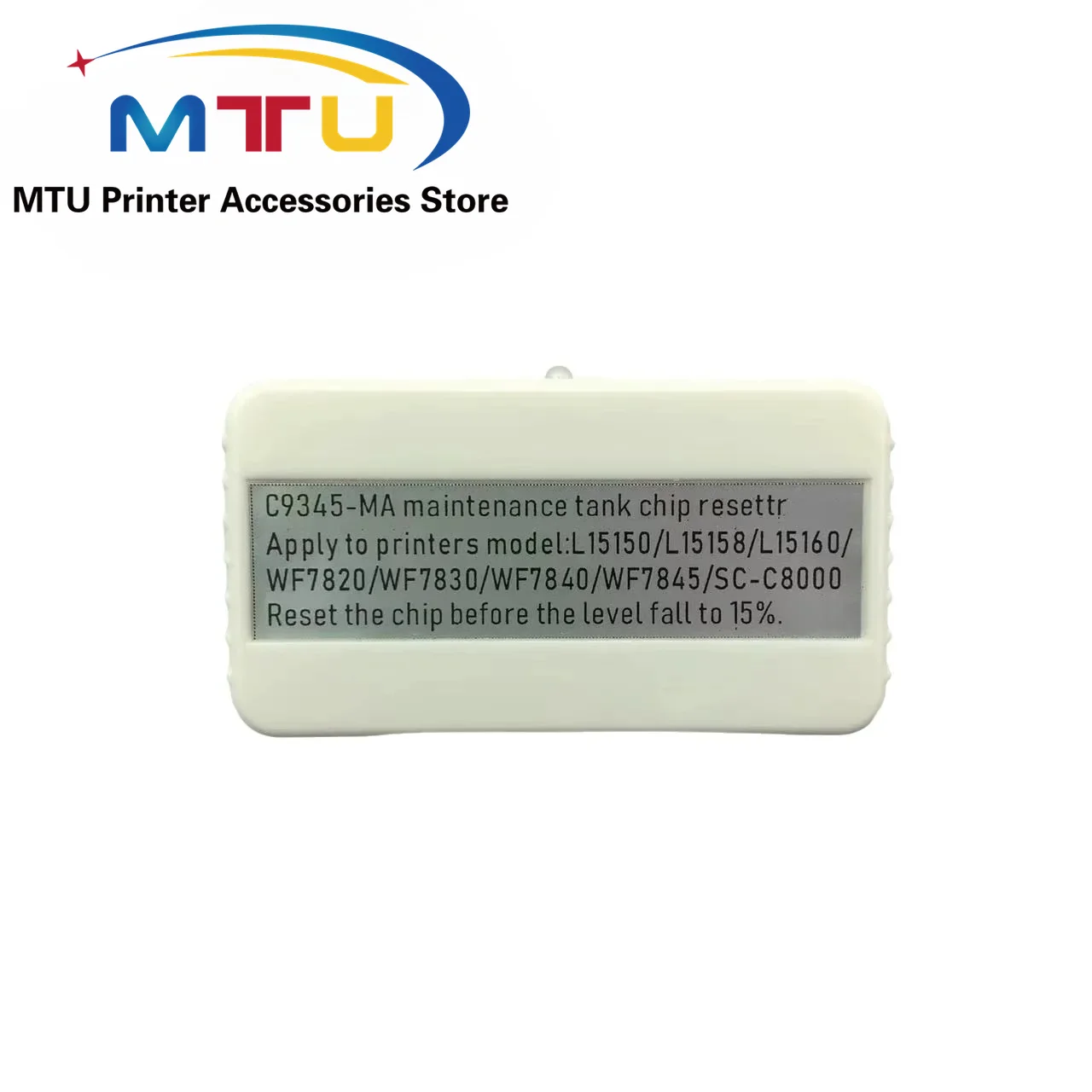 C9345 Maintenance Tank Chip Resetter for Epson ET-8550 ET-8500 ET-16000 L8050 L15158 L15168 L15150 L15160 6558 C8000 C12C93459
C9345 Maintenance Tank Chip Resetter for Epson ET-8550 ET-8500 ET-16000 L8050 L15158 L15168 L15150 L15160 6558 C8000 C12C93459