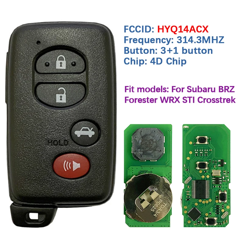 CN 034011 Aftermarket Keyless Go Smart Remote 4D чип HYQ14ACX 5290 314,3 МГц для Subaru Forester BRZ WRX STI XV Crosstrek
CN 034011 Aftermarket Keyless Go Smart Remote 4D чип HYQ14ACX 5290 314,3 МГц для Subaru Forester BRZ WRX STI XV Crosstrek