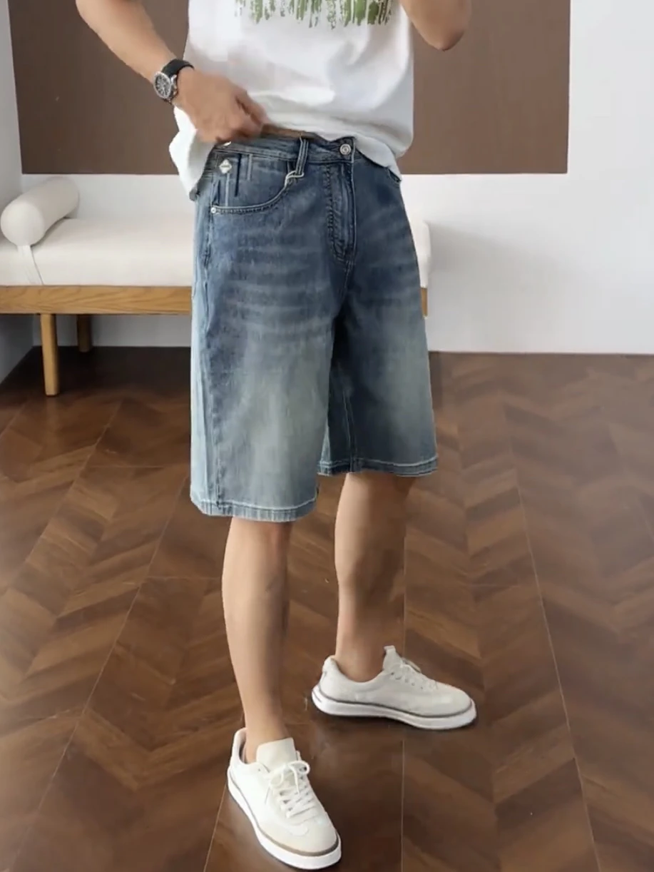 Summer Thin Washed Distressed Elastic Denim Shorts Men's Fashion Loose Versatile Breathable Casual Five-Quarter Pants
Summer Thin Washed Distressed Elastic Denim Shorts Men's Fashion Loose Versatile Breathable Casual Five-Quarter Pants