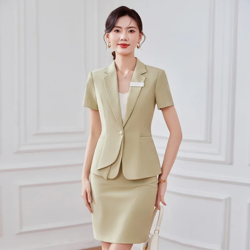 Summer Workwear Set Thin High-End Suit Formal Work Outfit for Waitress Women's Professional Attire Elegant Set
Summer Workwear Set Thin High-End Suit Formal Work Outfit for Waitress Women's Professional Attire Elegant Set