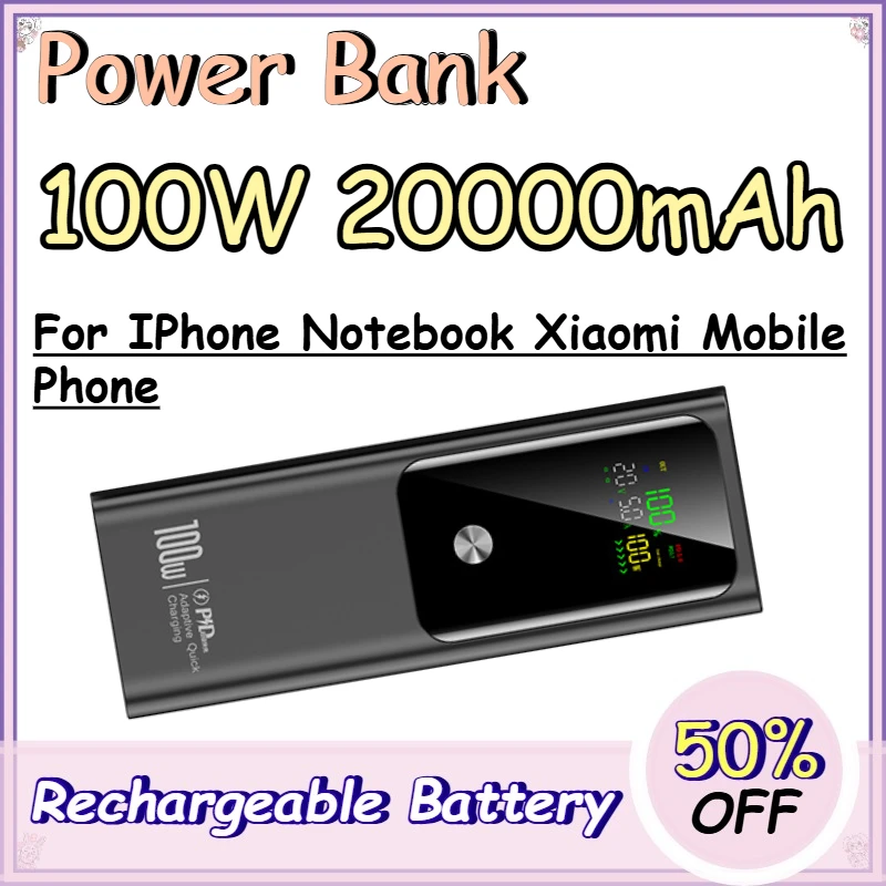100W 20000mAh Power Bank for IPhone Notebook Xiaomi Mobile Phone High-power Two-way Fast Charging Laptop Power Bank
100W 20000mAh Power Bank for IPhone Notebook Xiaomi Mobile Phone High-power Two-way Fast Charging Laptop Power Bank