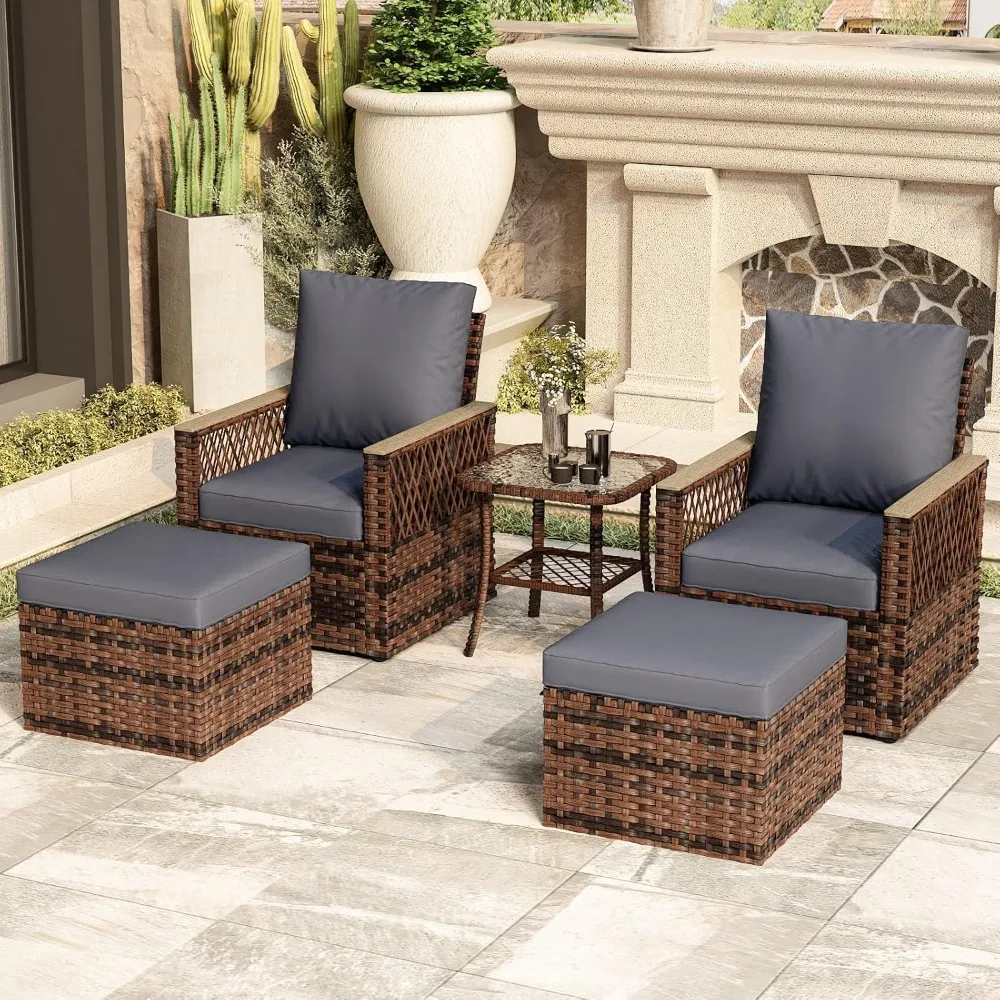 5 Pieces Patio Furniture Set, Outdoor Wicker Chairs with Ottomans and Side Table, All-Weather Patio Bistro Set with Water
5 Pieces Patio Furniture Set, Outdoor Wicker Chairs with Ottomans and Side Table, All-Weather Patio Bistro Set with Water