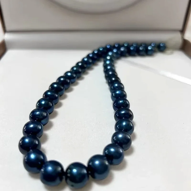 Authentic Natural 10-11mm Round Black Blue Pearl Necklace 925 Silver Clasp, Luxury Gift for Bride & Anniversary
Authentic Natural 10-11mm Round Black Blue Pearl Necklace 925 Silver Clasp, Luxury Gift for Bride & Anniversary