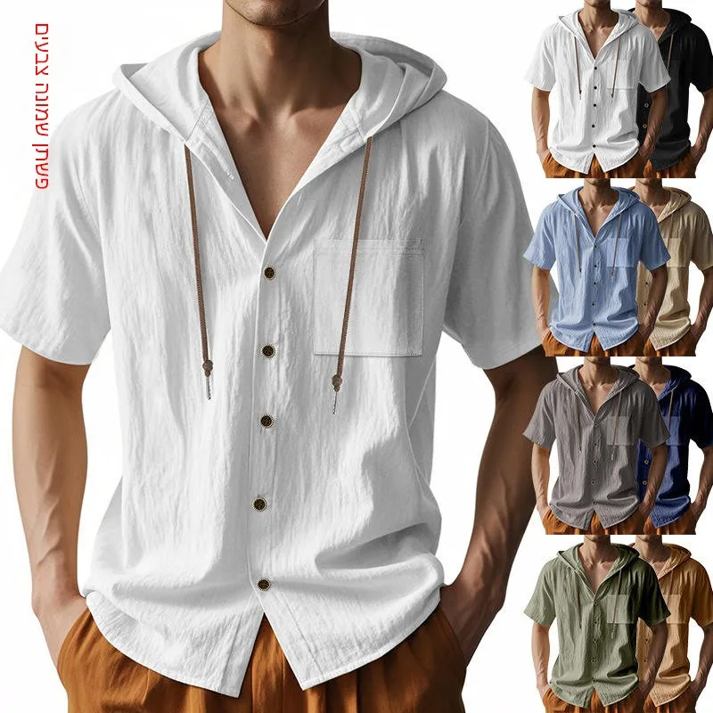 Loose Men's Casual Short Sleeve Shirt with Drawstring Pocket Open Cardigan Trendy Beach T-Shirt Comfortable Unisex Linen Blend
Loose Men's Casual Short Sleeve Shirt with Drawstring Pocket Open Cardigan Trendy Beach T-Shirt Comfortable Unisex Linen Blend