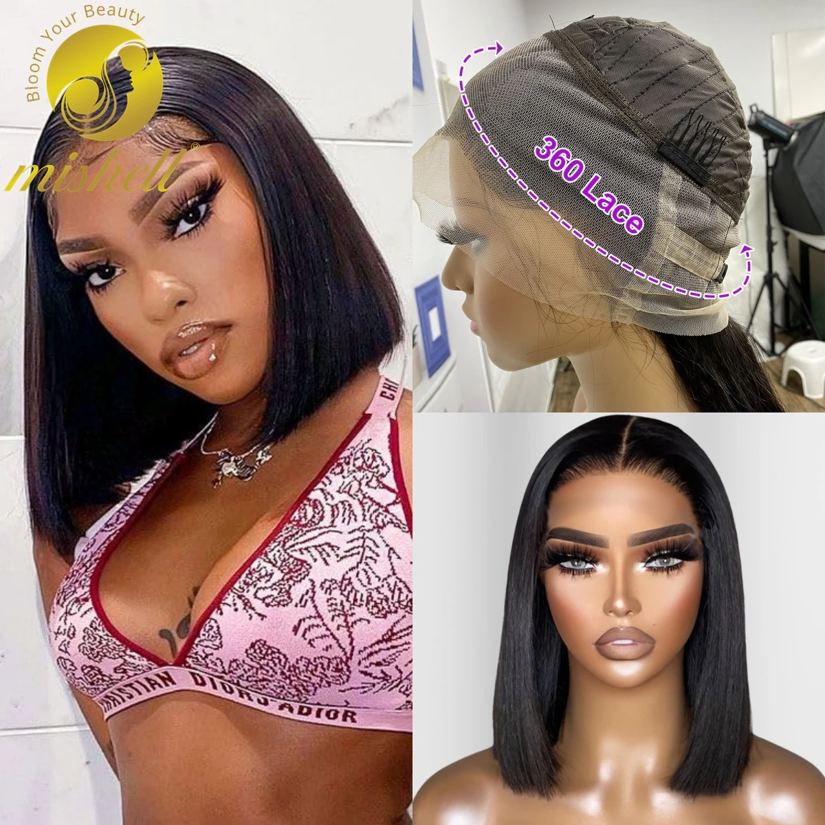 360 Straight Bob Wig Human Hair Wigs Transparent Lace Frontal Short Wig PrePlucked with Baby Hair 180% Density for Black Women
360 Straight Bob Wig Human Hair Wigs Transparent Lace Frontal Short Wig PrePlucked with Baby Hair 180% Density for Black Women