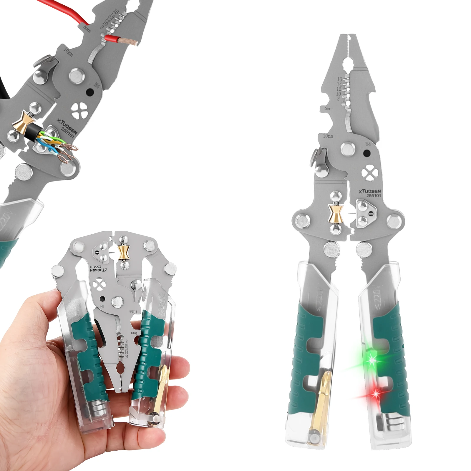 Foldable wire stripper, pulley design multi-function electrician wire splitter wire winding pliers crimping pliers hand tool
Foldable wire stripper, pulley design multi-function electrician wire splitter wire winding pliers crimping pliers hand tool