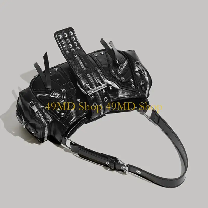 49MD Fashion Punk Rivet Armpit Bags PU Leather Motorcycle Shoulder Bag for Women
49MD Fashion Punk Rivet Armpit Bags PU Leather Motorcycle Shoulder Bag for Women