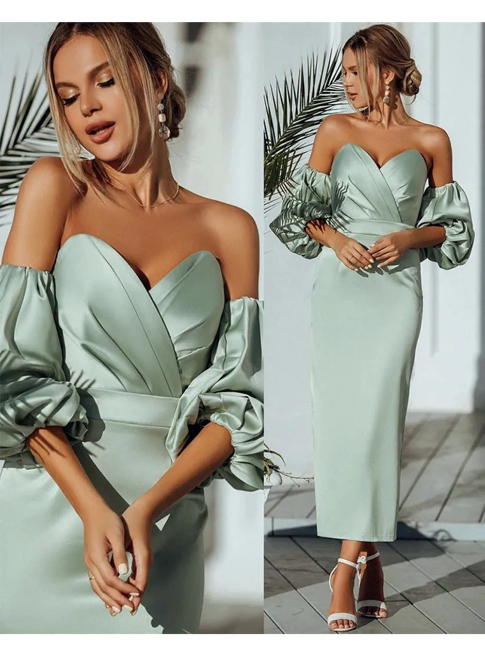 Vintage 2023 Sweetheart Pleats Short Puff Sleeves Tea Length Mermaid Evening Gown Celebrity Party Prom Dresses
Vintage 2023 Sweetheart Pleats Short Puff Sleeves Tea Length Mermaid Evening Gown Celebrity Party Prom Dresses