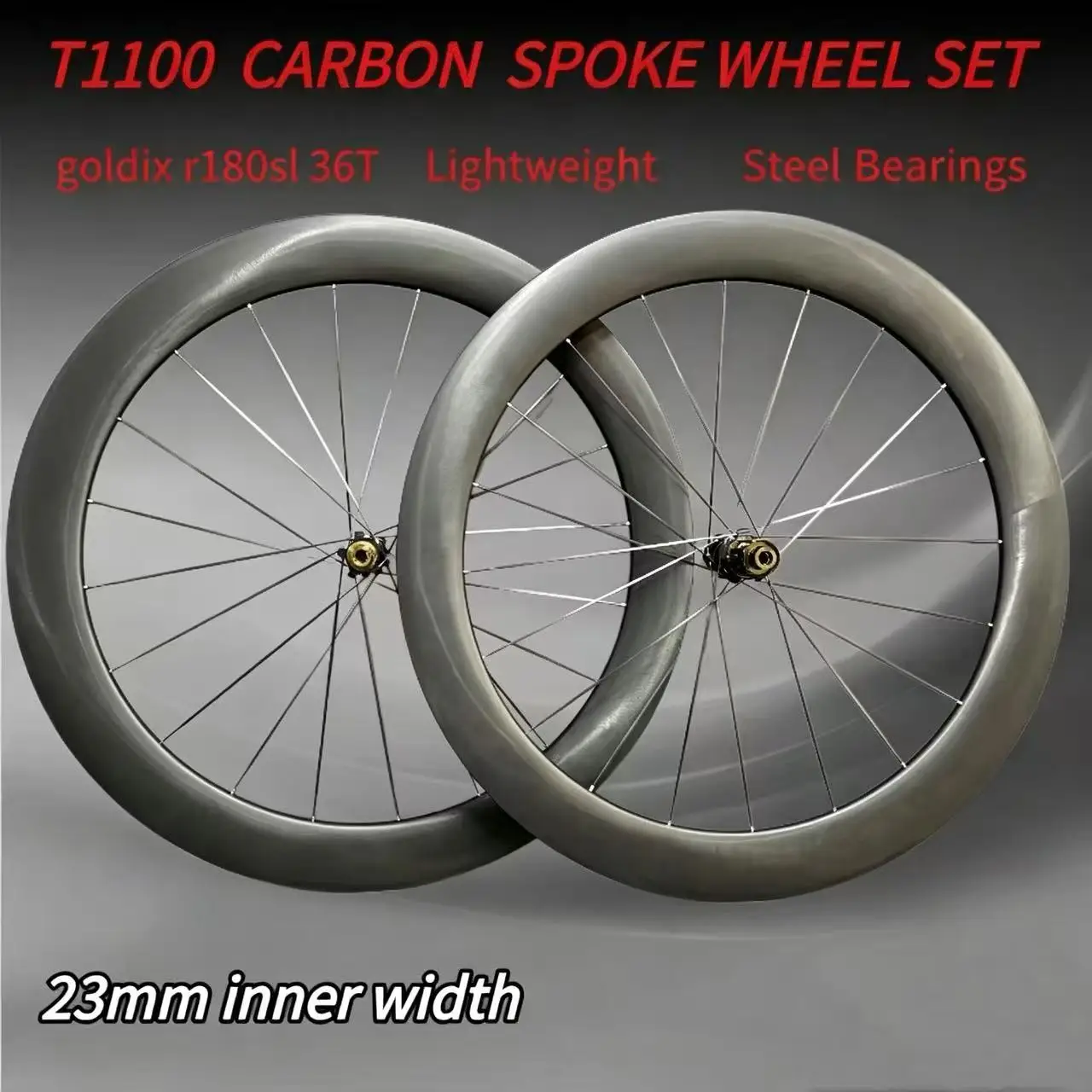 GOLDIX R180SL 700C Road Bike Wheelset Disc Brake Carbon Spoke Lightweight T1100 Carbon Fiber Rim 36T Spiral Ratchet Steel
GOLDIX R180SL 700C Road Bike Wheelset Disc Brake Carbon Spoke Lightweight T1100 Carbon Fiber Rim 36T Spiral Ratchet Steel