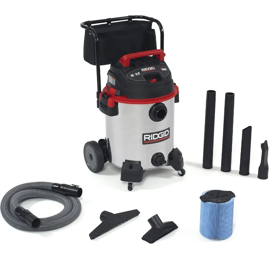 Wet Dry Shop Vacuum with Cart 16-Gal Stainless Steel Red 6.5 Peak HP Motor Large Wheels Pro Hose Drain Blower Port
Wet Dry Shop Vacuum with Cart 16-Gal Stainless Steel Red 6.5 Peak HP Motor Large Wheels Pro Hose Drain Blower Port