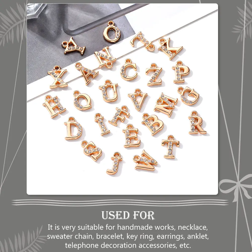 26 Pcs Alphabet Letter Pendant Decoration A-z Letters Charms Fine Golden Rhinestones Ornaments
26 Pcs Alphabet Letter Pendant Decoration A-z Letters Charms Fine Golden Rhinestones Ornaments