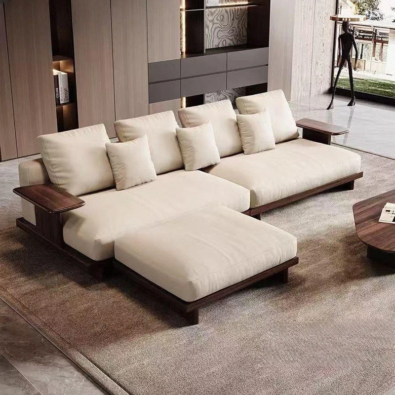 Leather sofa, black walnut solid wood, minimalist living room, in-line row small apartment for home use
Leather sofa, black walnut solid wood, minimalist living room, in-line row small apartment for home use